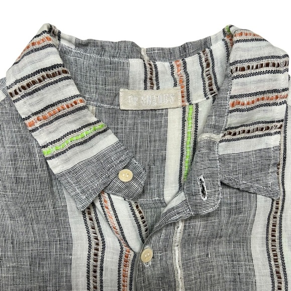CP SHADES 100% Linen Sloane Striped Button Up Shirt Size M - Picture 8 of 12